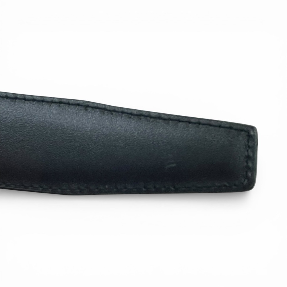 Prada Saffiano Leather Belt Black Silver Buckle Logo Size 44 - Picture 9 of 10